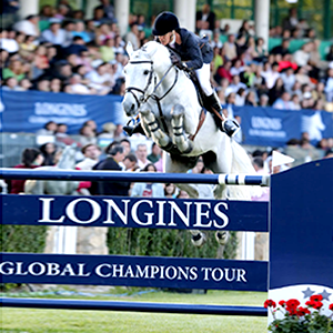 A professional rider on a horse